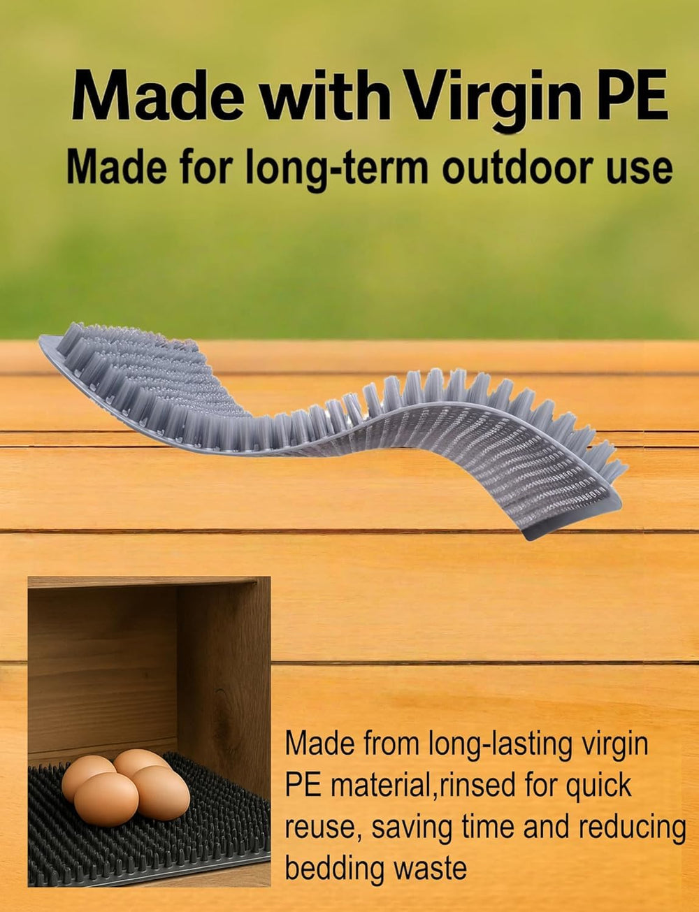 PERZUMI pad in a backyard coop scene showing practical use and maintenance time savings benefit