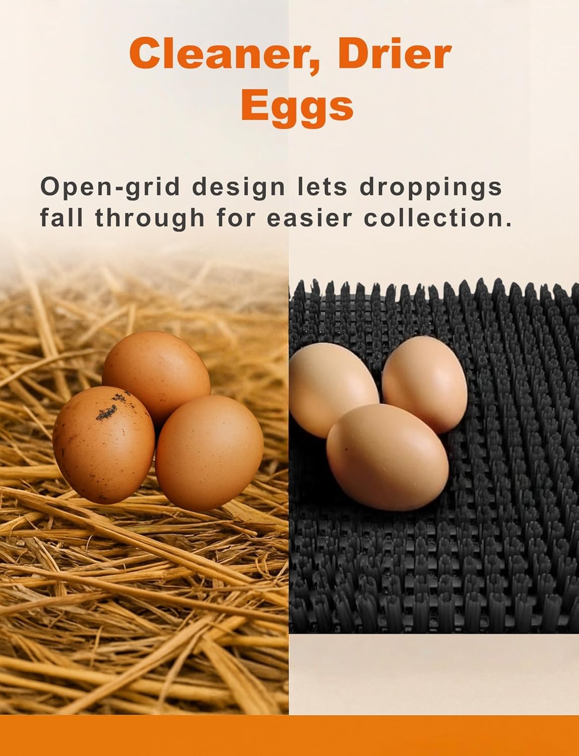 PERZUMI two clean eggs resting on the pad showing reduced soiling benefit