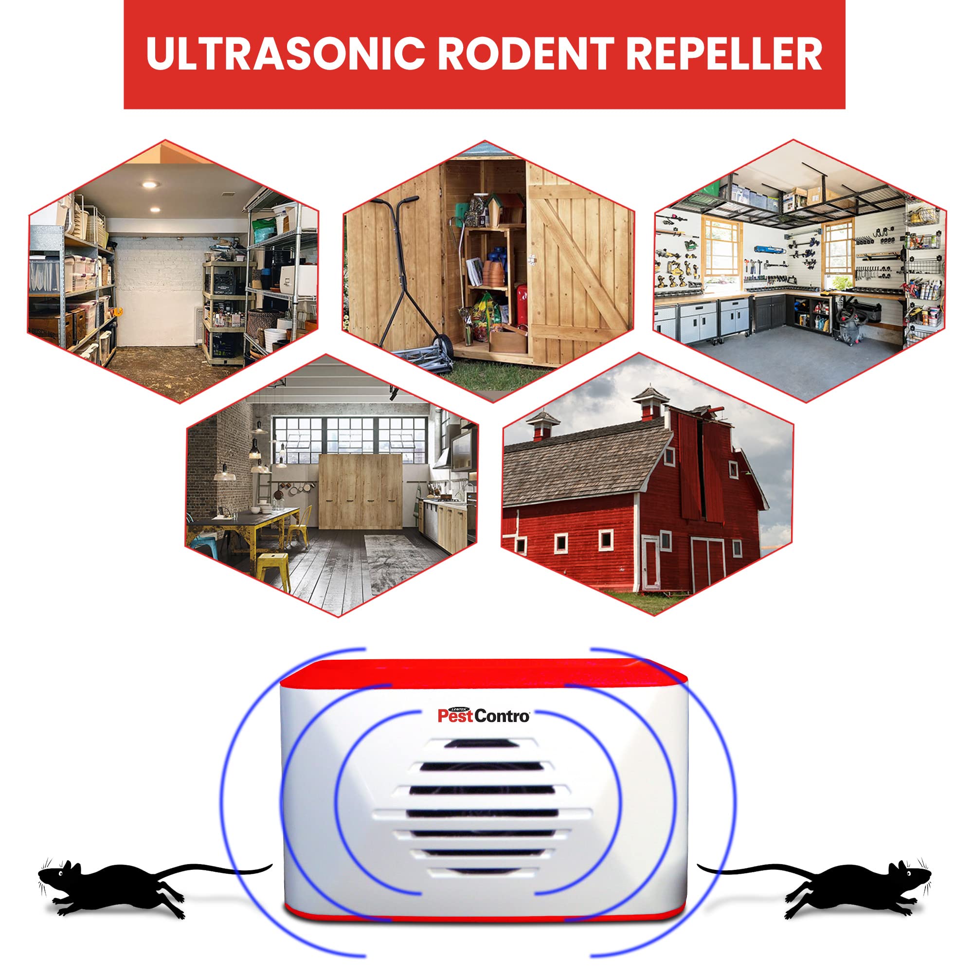 Pest Contro mounted on wall deterring rodents in kitchen