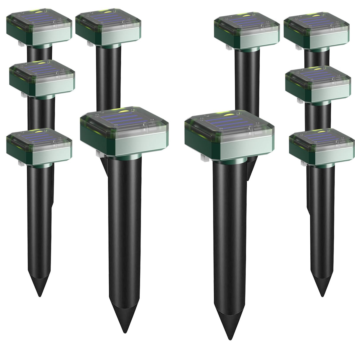 PestMentor front packaging showing ten solar repellent stakes and benefits