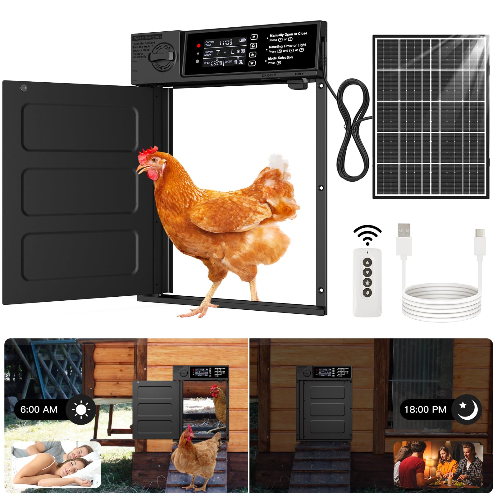 Pet Deluxe front view of large automatic coop door showing entrance and secure seal