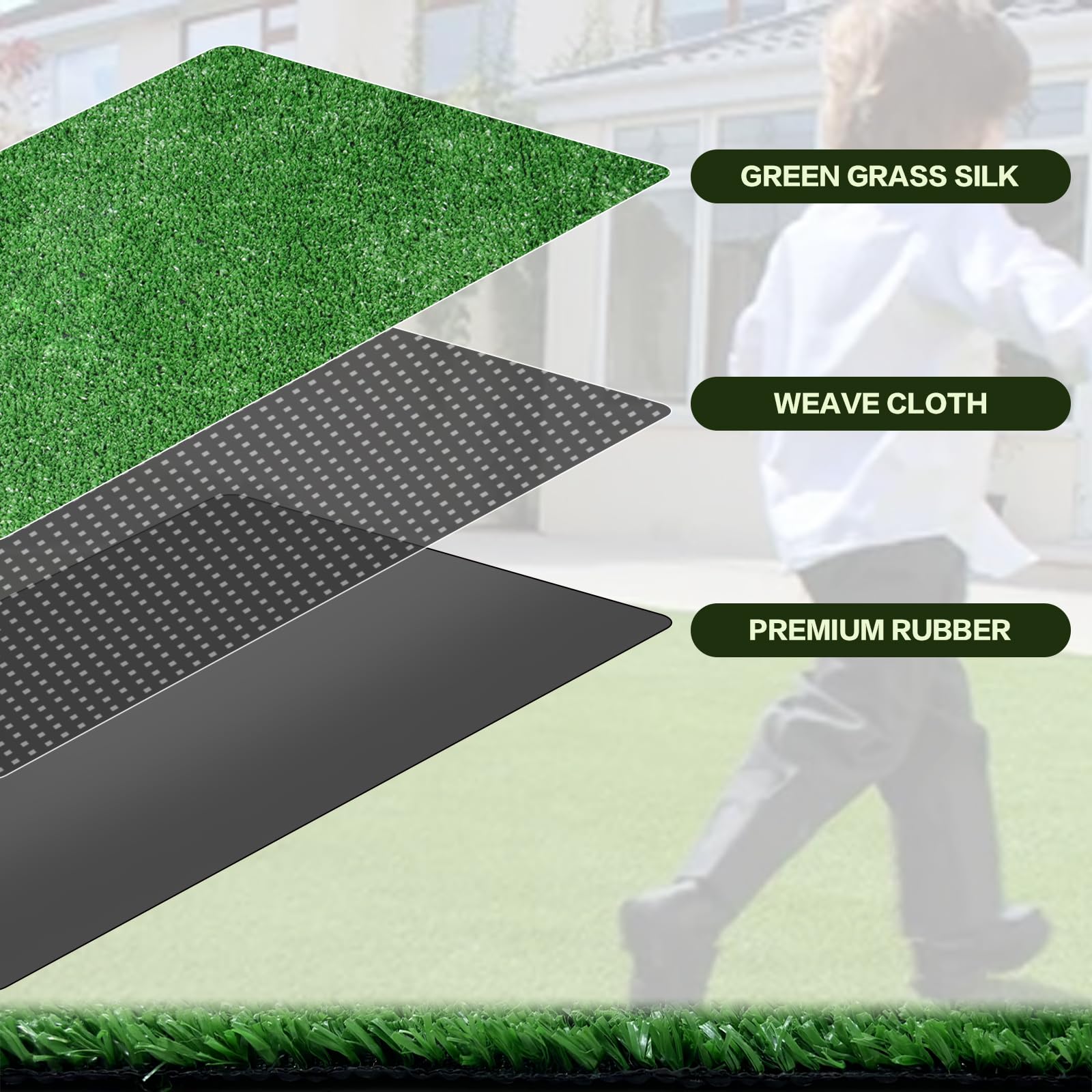 FREADEM pet resting on artificial grass, easy-clean surface for pets