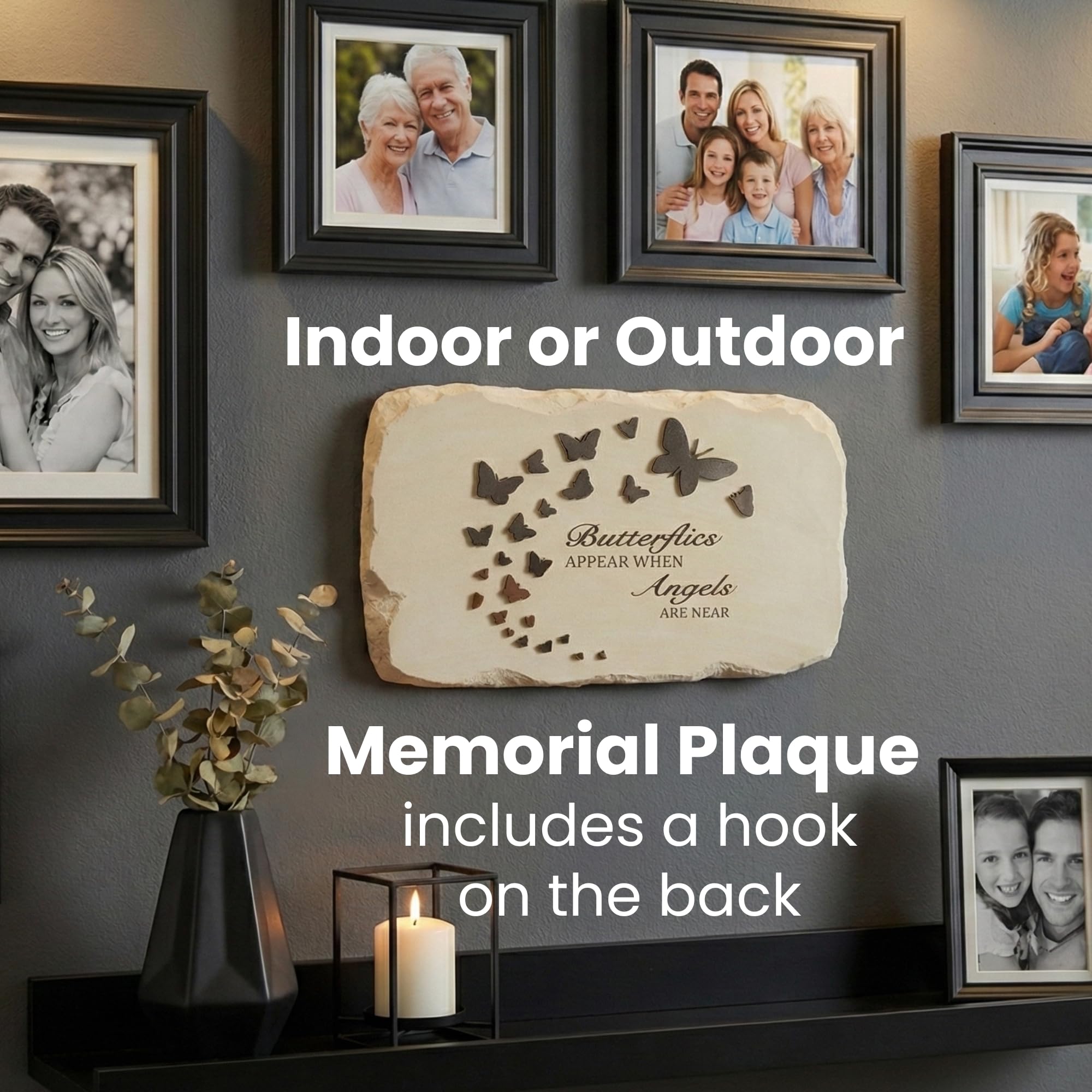 PetAngell set on patio ledge near walkway, provides visible durable tribute outdoors