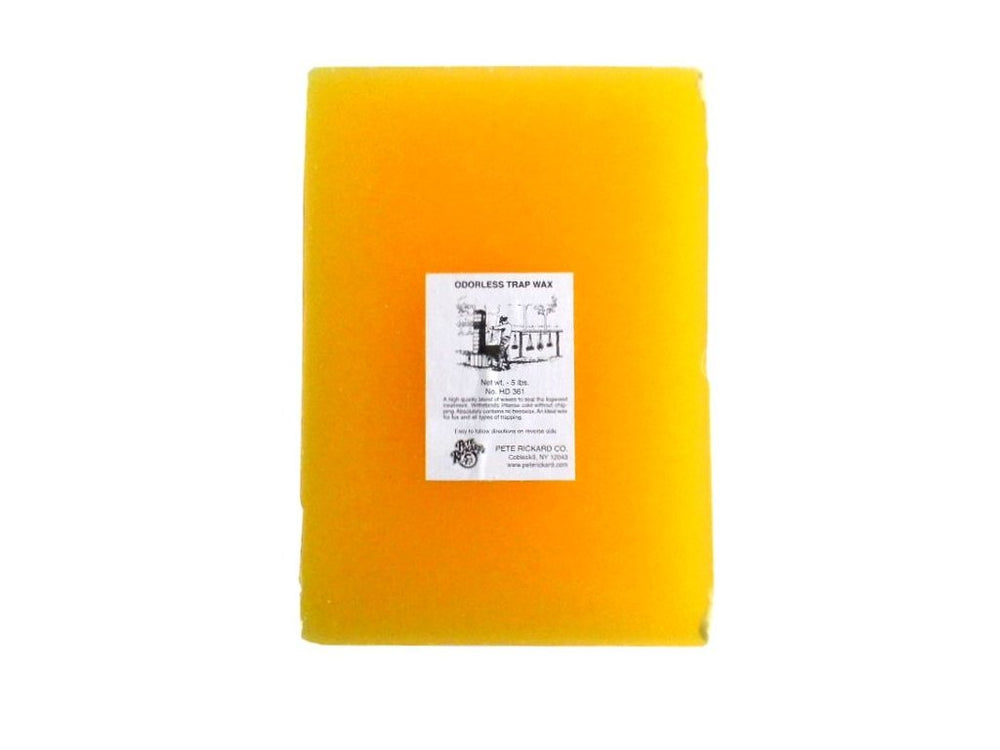 Pete Rickard trap wax front packaging showing 5 lb size and durable protection