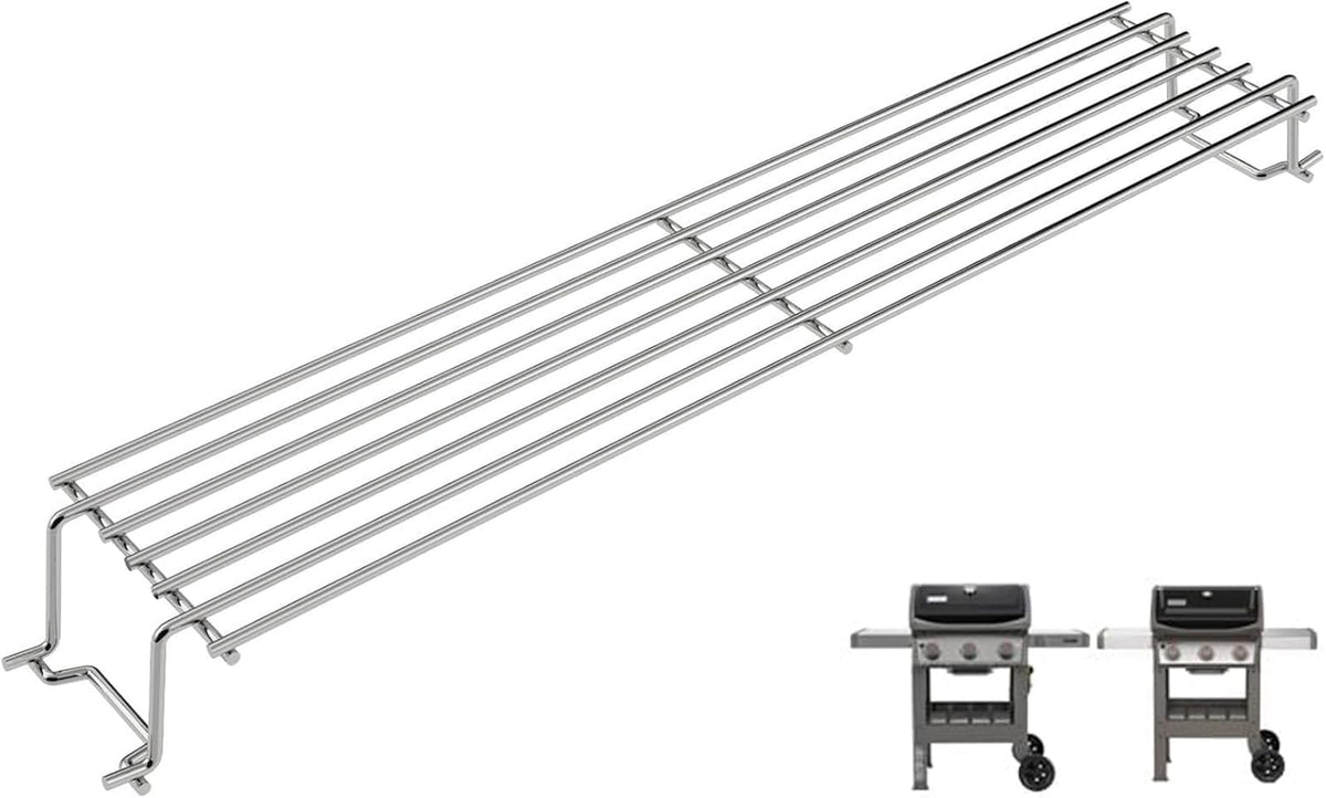 PETKAO front view warming rack showing full stainless-steel shelf and fit