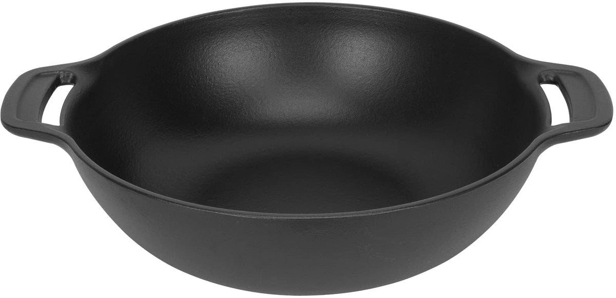 PETKAO 7425 wok front view showing matte enamel and shape for durable outdoor cooking
