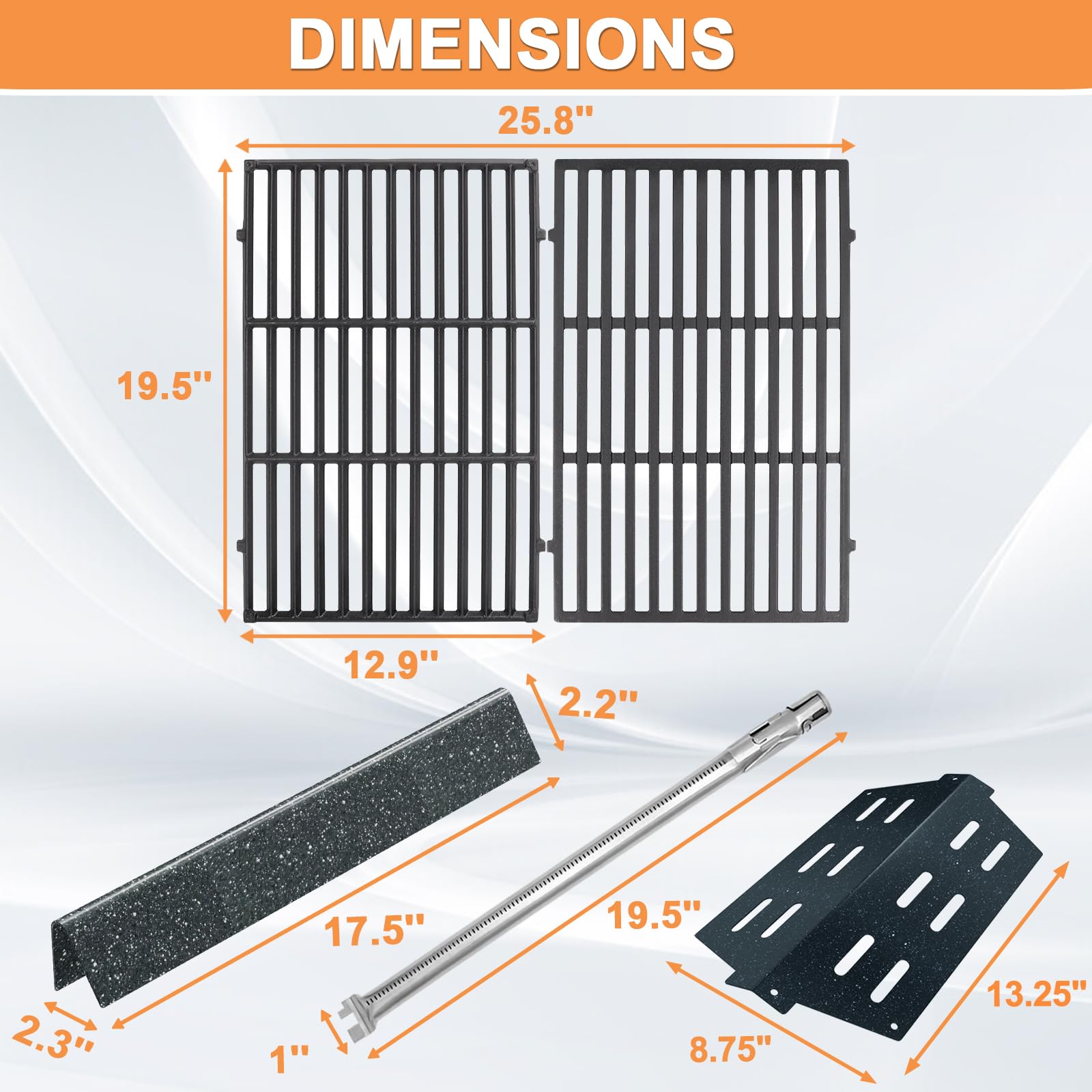 PETKAO stainless-steel burner tubes profile showing even flame spread benefit