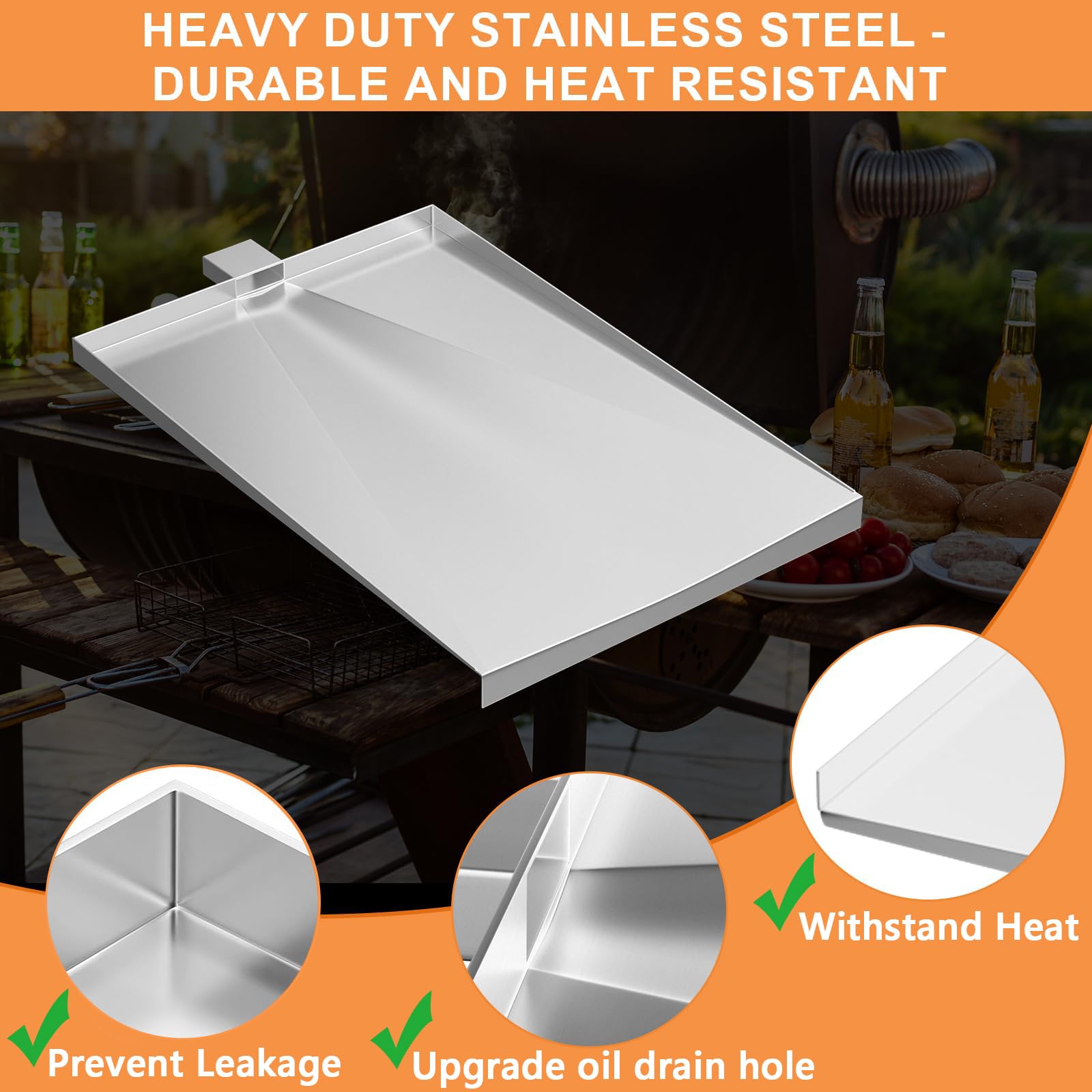PETKAO pan demonstrating grease flow into drain for simpler cleanup
