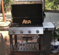 PETKAO dual-sided grate edges showing sear ridges and flat side for versatile cooking