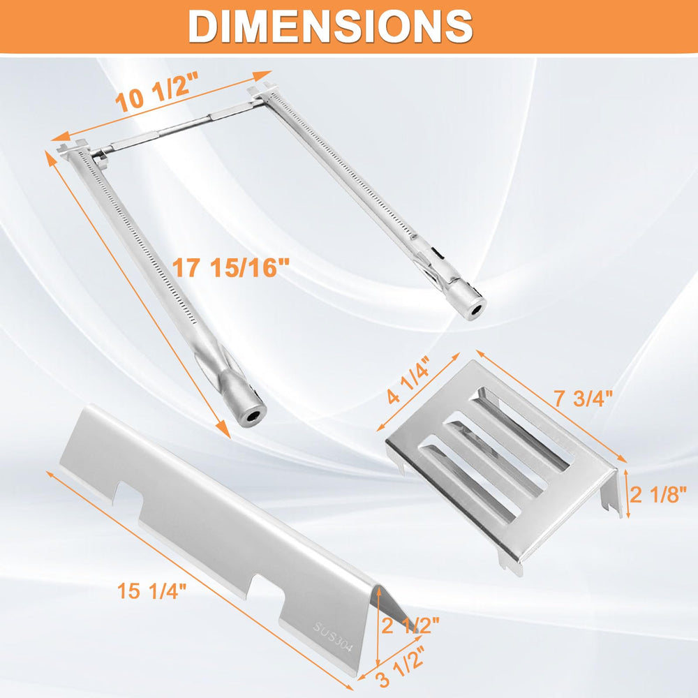 PETKAO three 16ga stainless flavorizer bars ready to vaporize drippings for better grilling