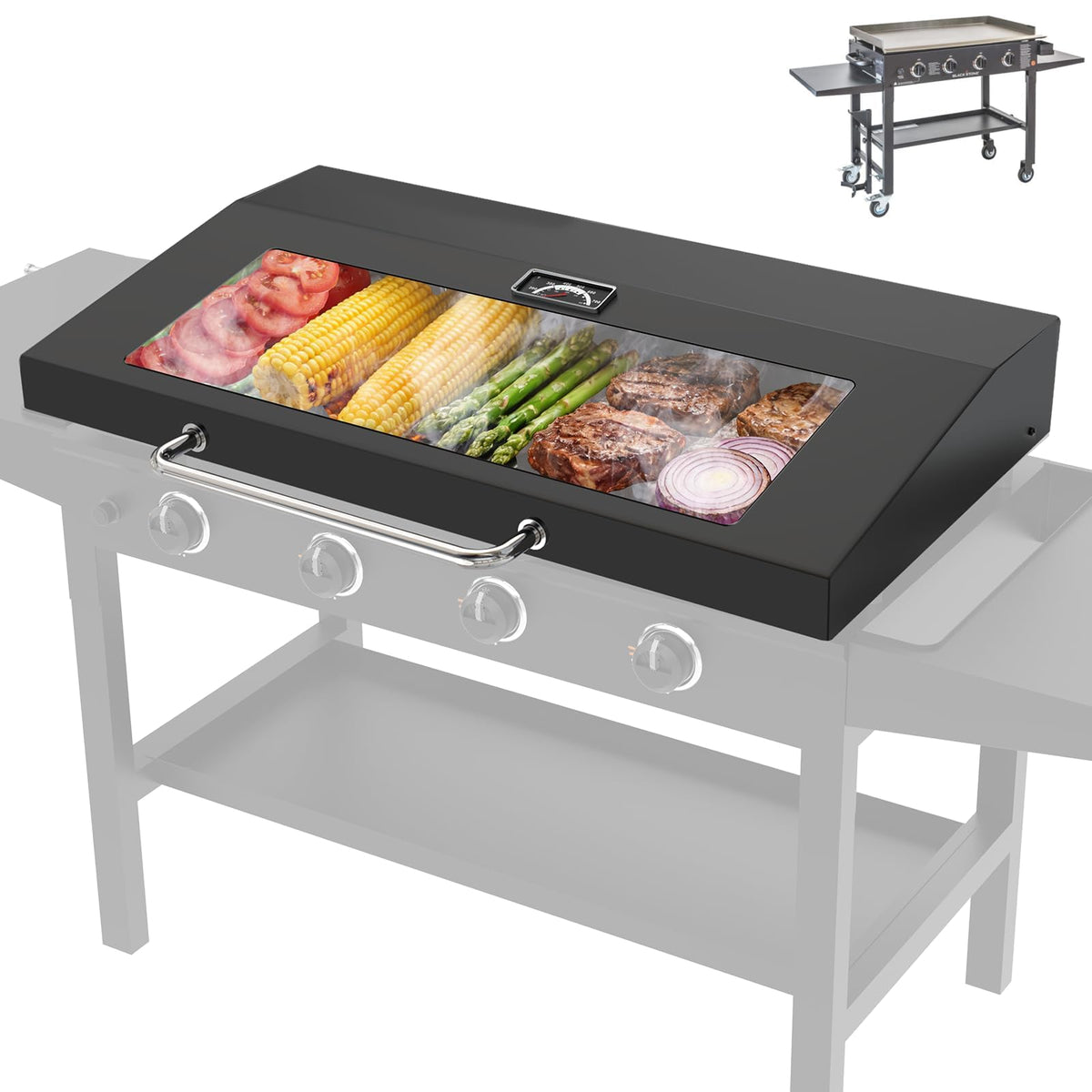 PETKAO front view of 36-inch hinged lid showing full coverage and fit