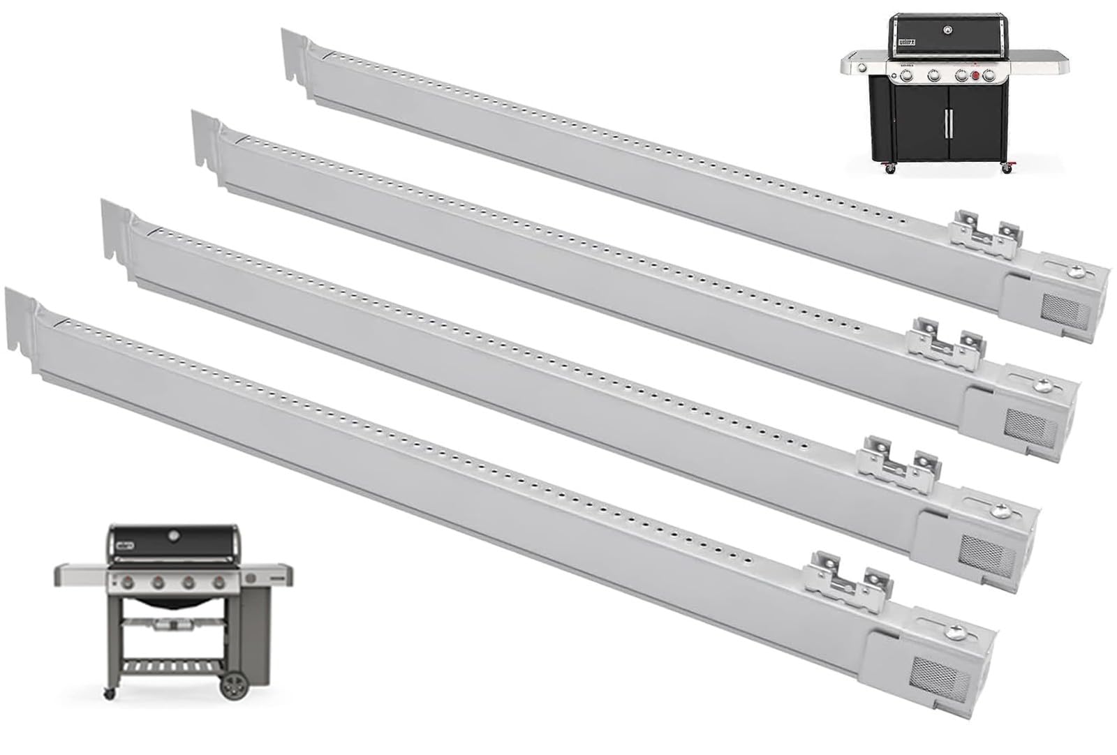 PETKAO front view showing four replacement burner tubes, restores grill performance