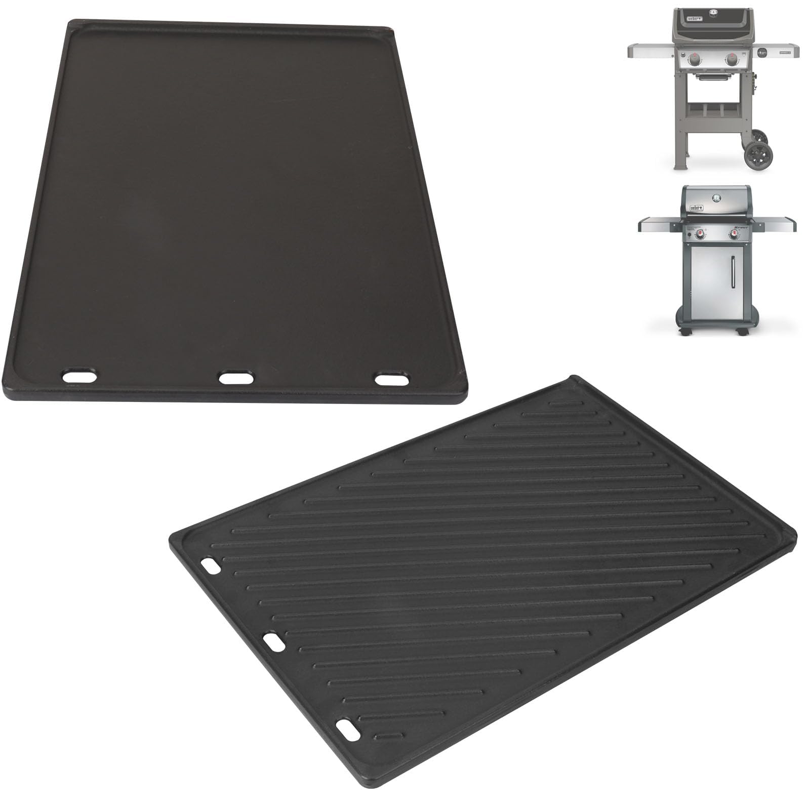 PETKAO front view griddle insert showing solid cast-iron construction and fit