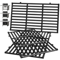 PETKAO front view of three-piece grill grates showing fit and coverage benefit