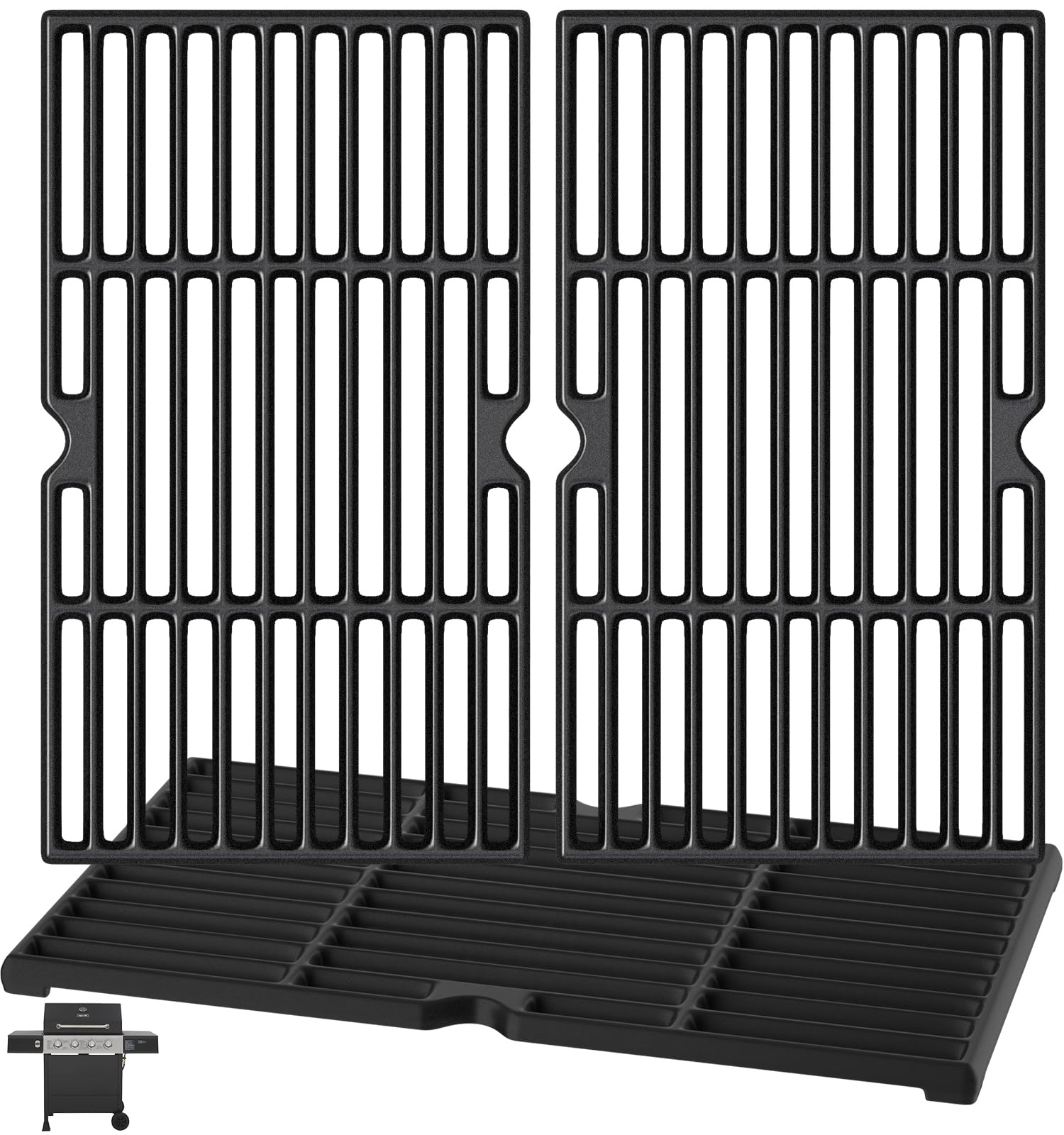 PETKAO front view of three grates showing fit and coverage benefit