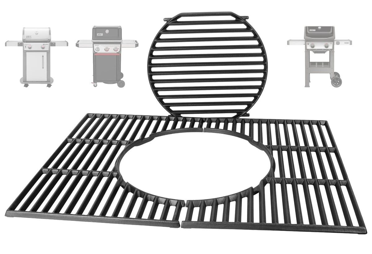 PETKAO front view of full three-piece grate set showing precise fit and restored functionality