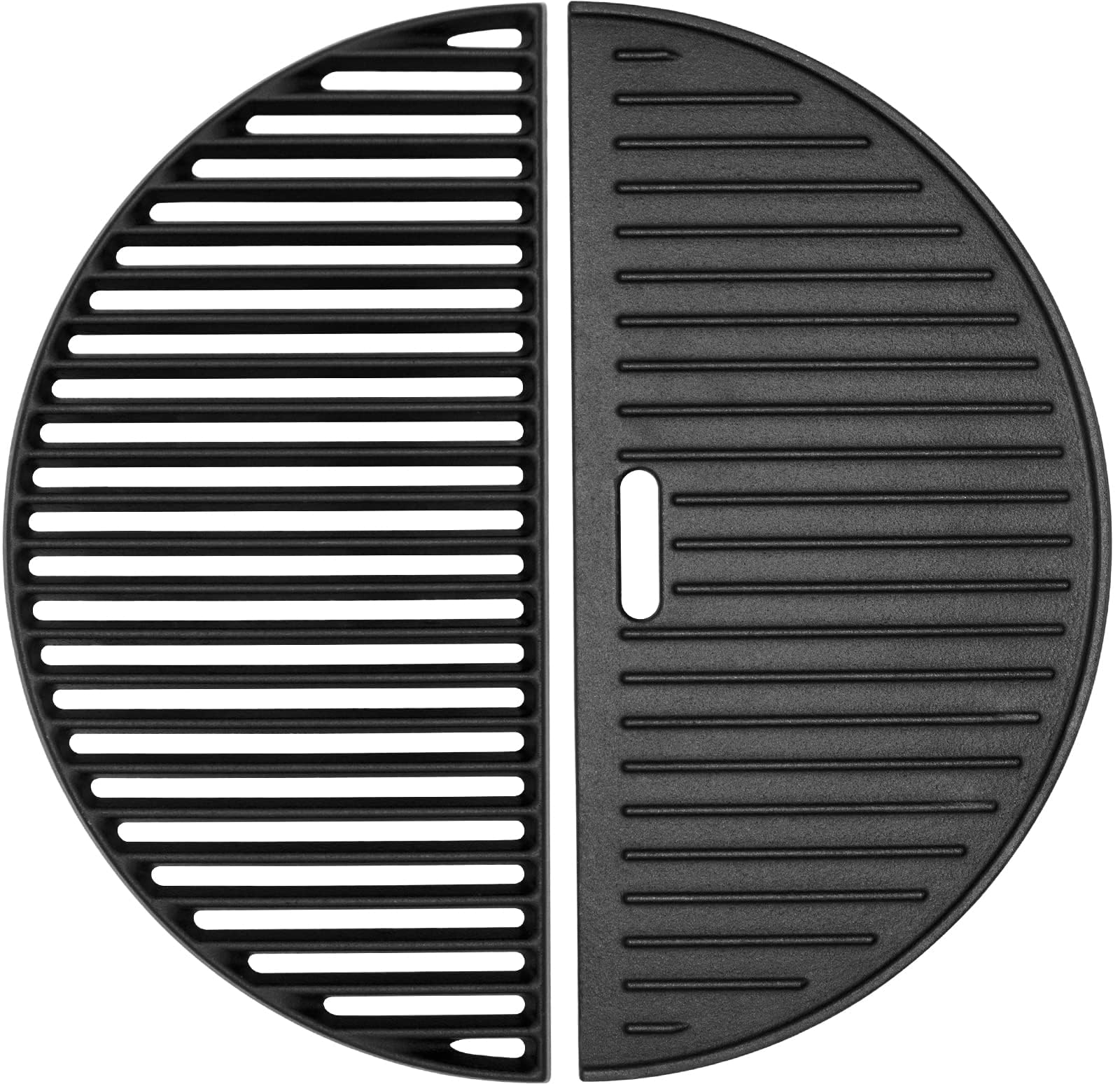 PETKAO front view of half-moon grate and griddle showing compatibility and durability