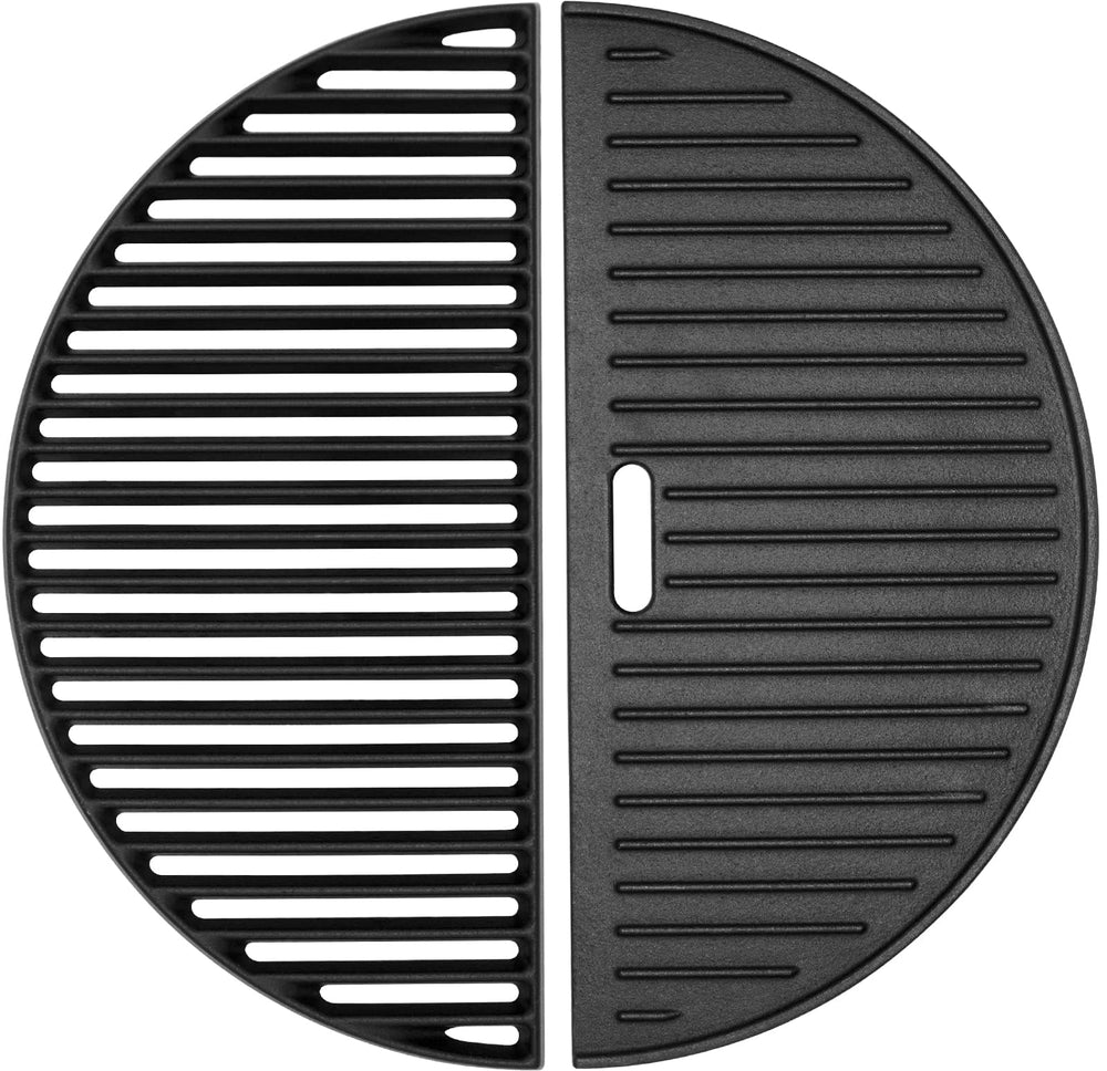 PETKAO front view of half-moon grate and griddle showing compatibility and durability