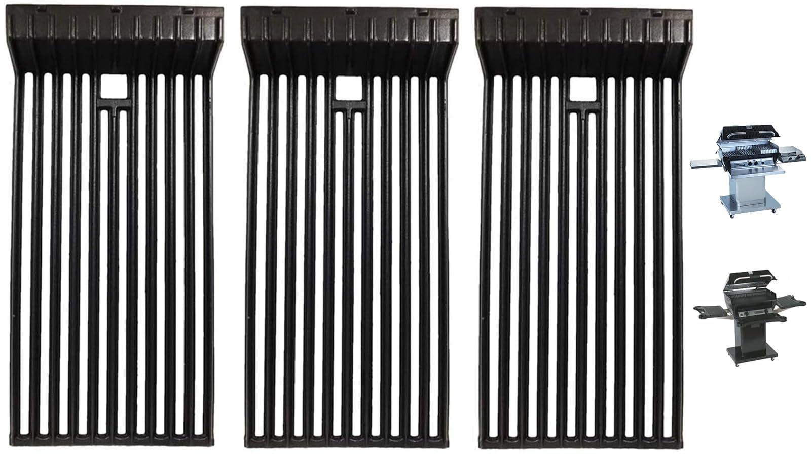 PETKAO front view of three cast iron grates showing full coverage benefit