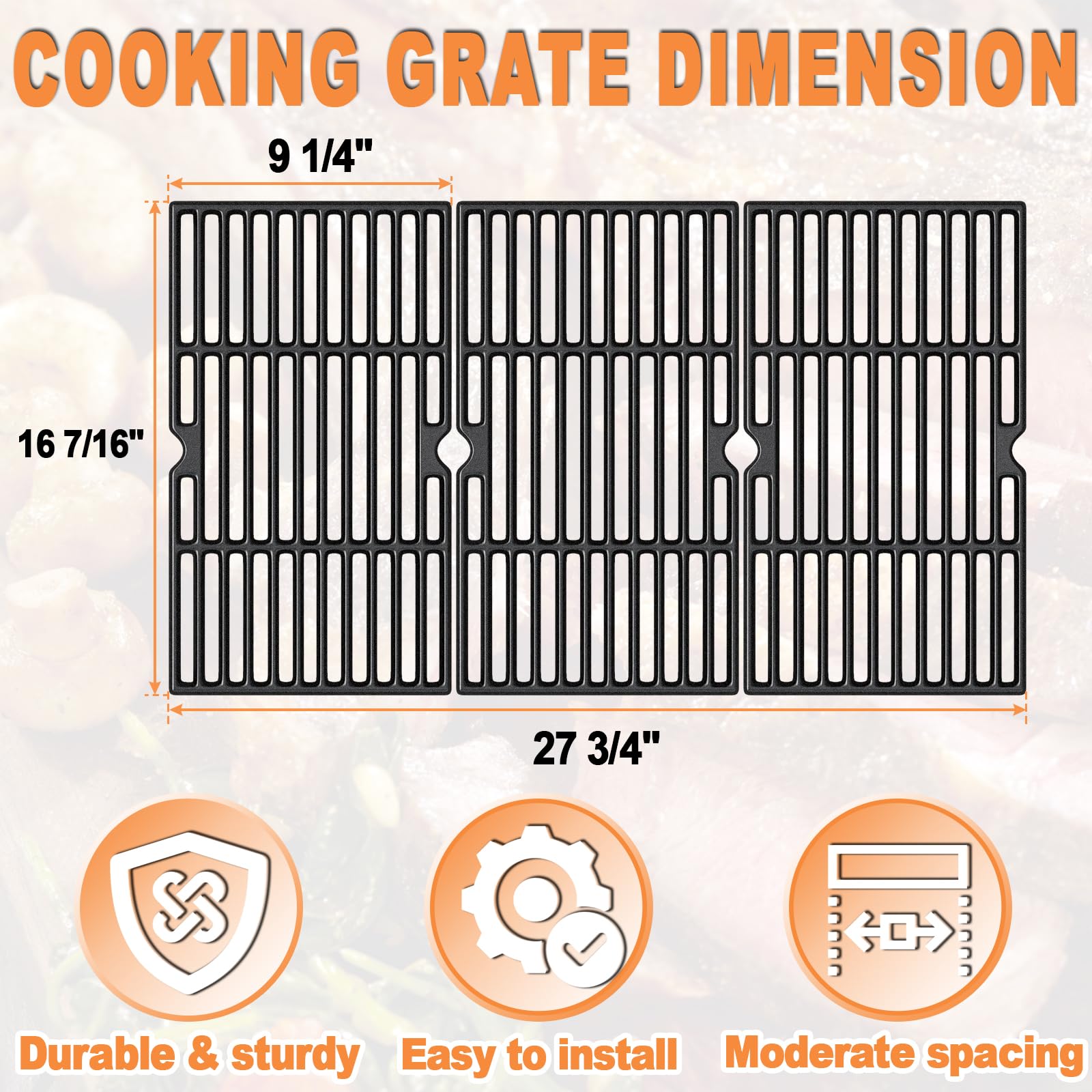 PETKAO grates installed on a Dyna‑Glo grill showing restored searing