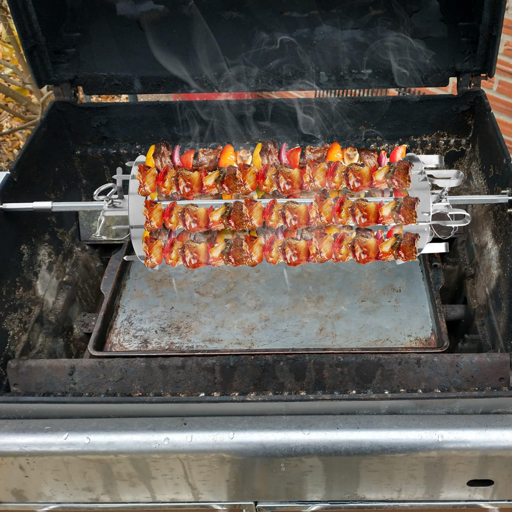 PETKAO cooked kebabs on skewers showing even grilling and appetizing results