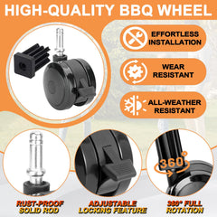 PETKAO caster installed on Weber grill in backyard demonstrating easier mobility