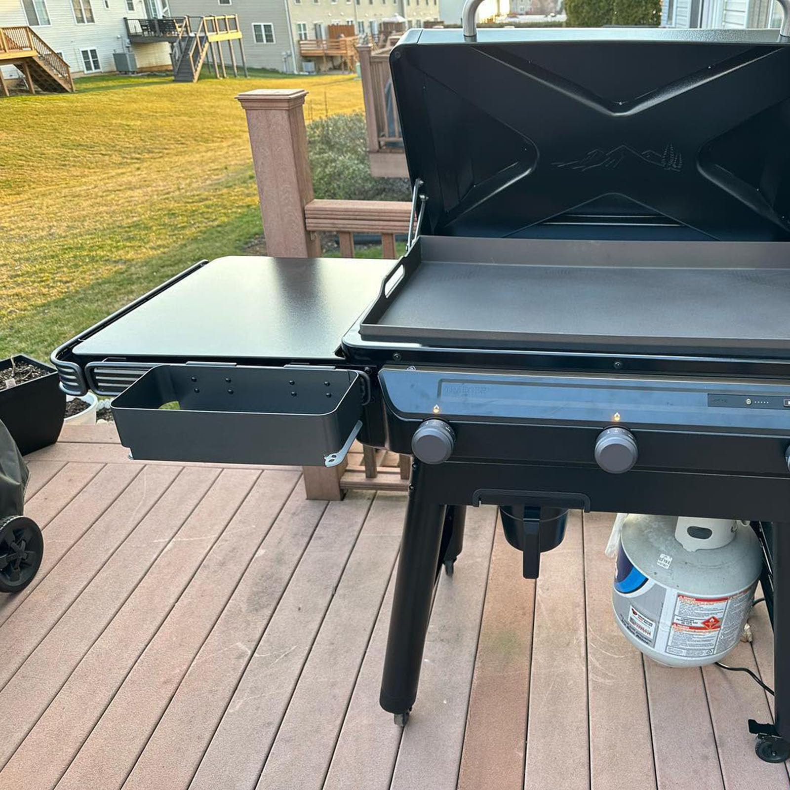 PETKAO storage bin in backyard grill setup showing organized cooking benefit