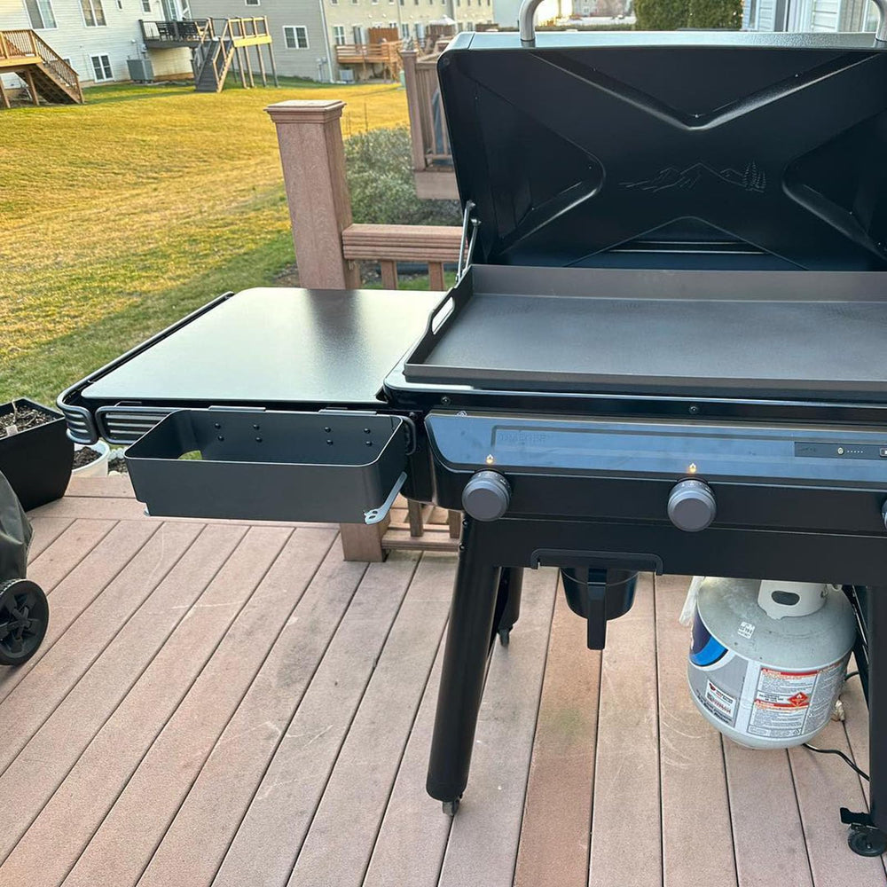PETKAO storage bin in backyard grill setup showing organized cooking benefit