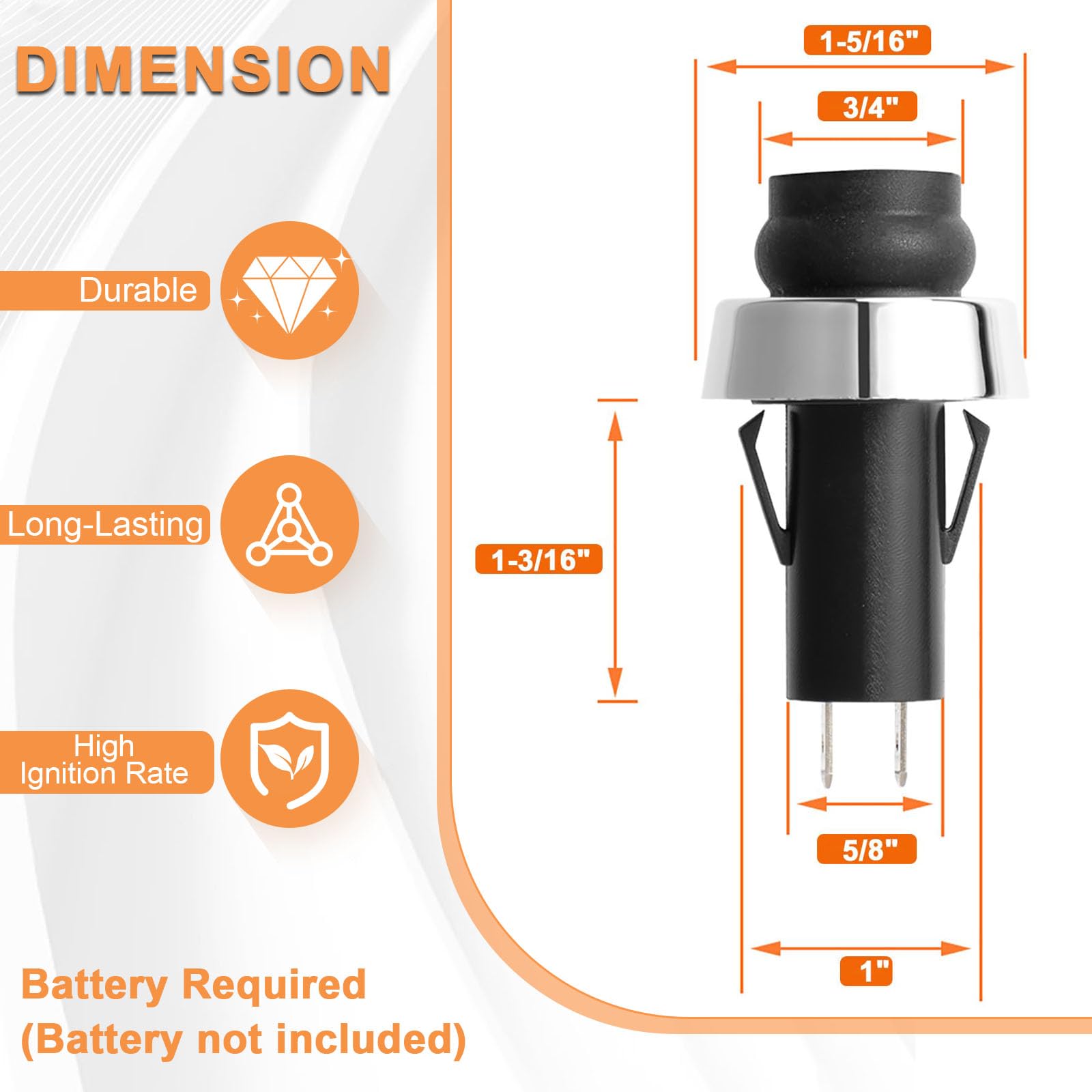 PETKAO push button detail with chrome cover and rubber face for comfortable operation