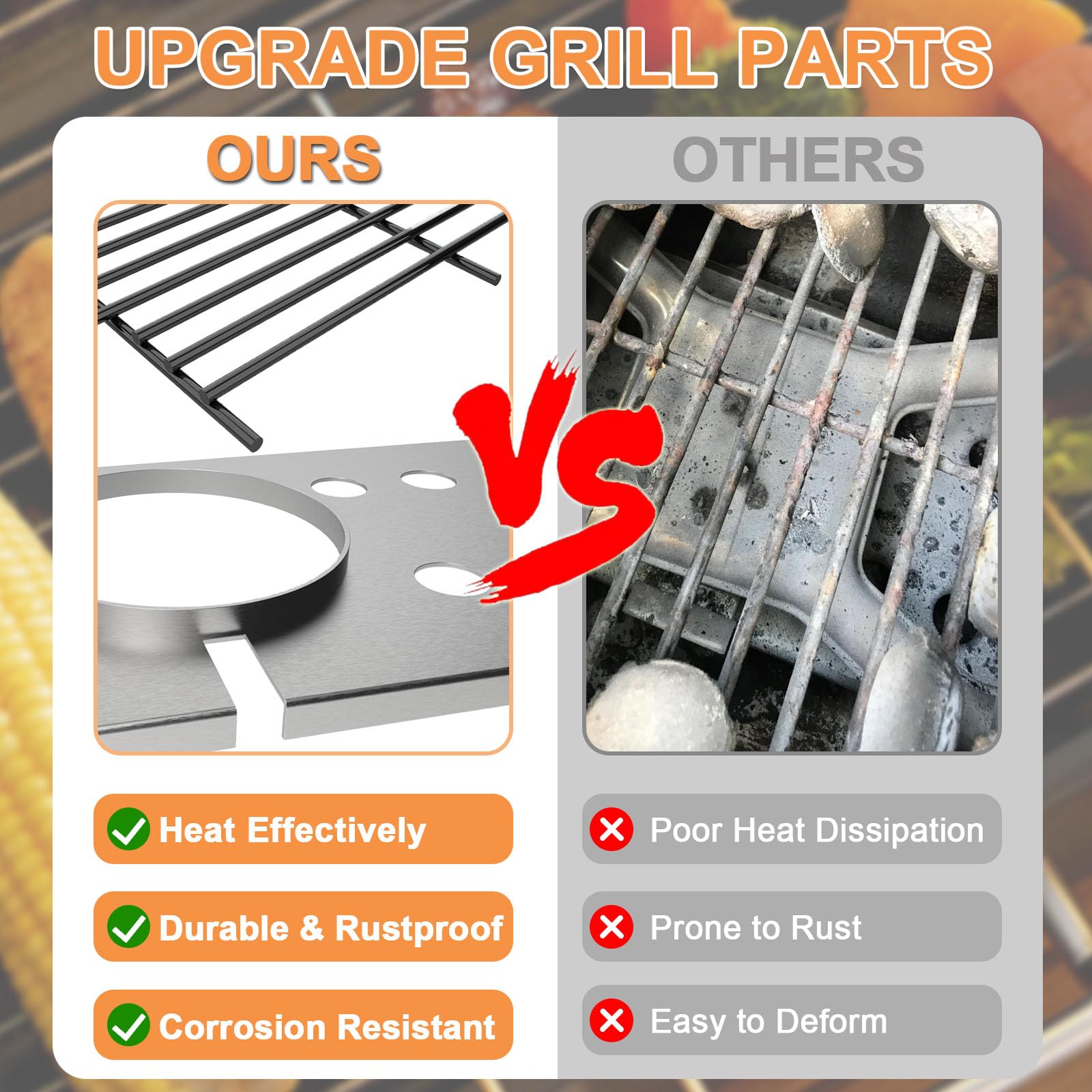 PETKAO briquette rack installed inside Broilmaster grill improving burner protection and airflow