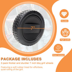 PETKAO side profile of 7" wheel demonstrating diameter and load support benefit