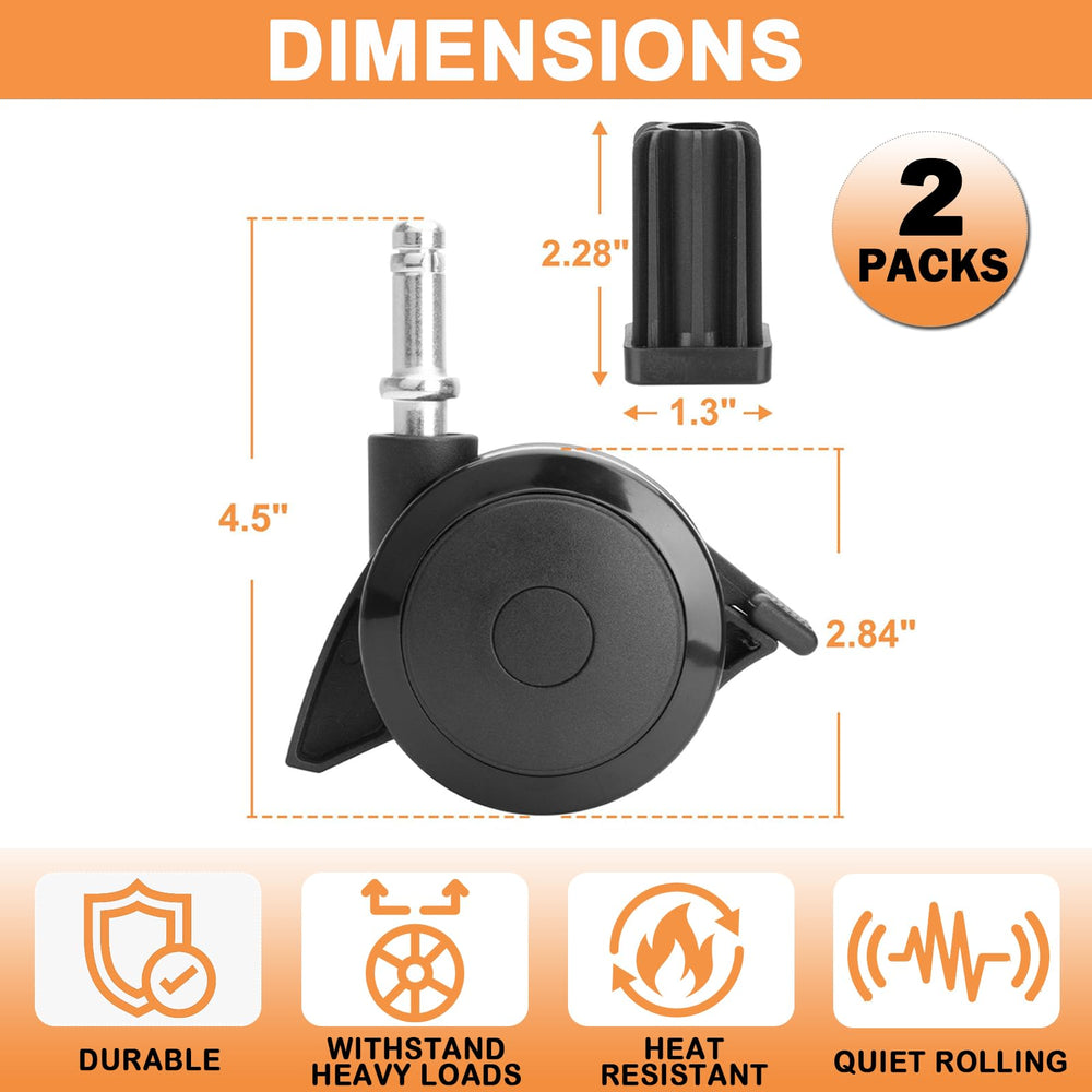 PETKAO two-pack packaging with both locking casters ready for quick replacement