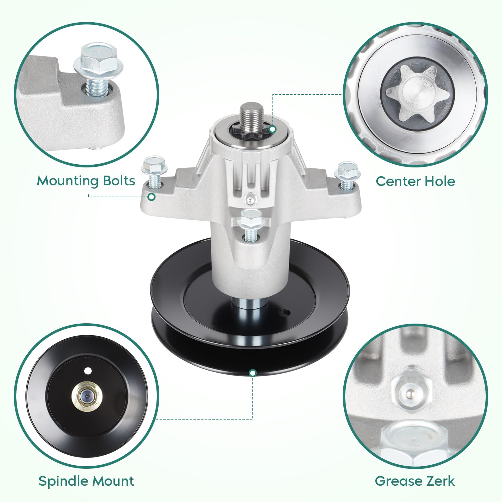 PetMigo idler pulley detail showing 5-7/32 inch OD for accurate belt alignment