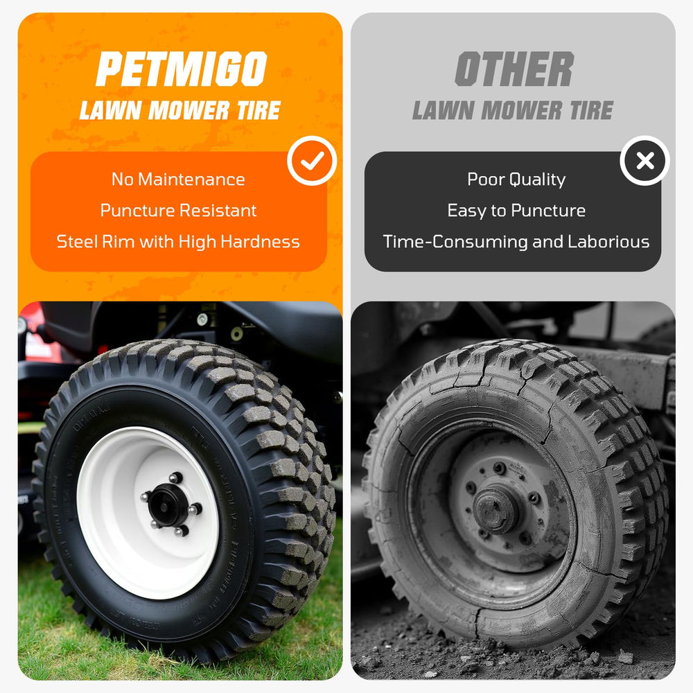 PetMigo tire next to ruler displaying 10" diameter and 3.25" width for accurate sizing