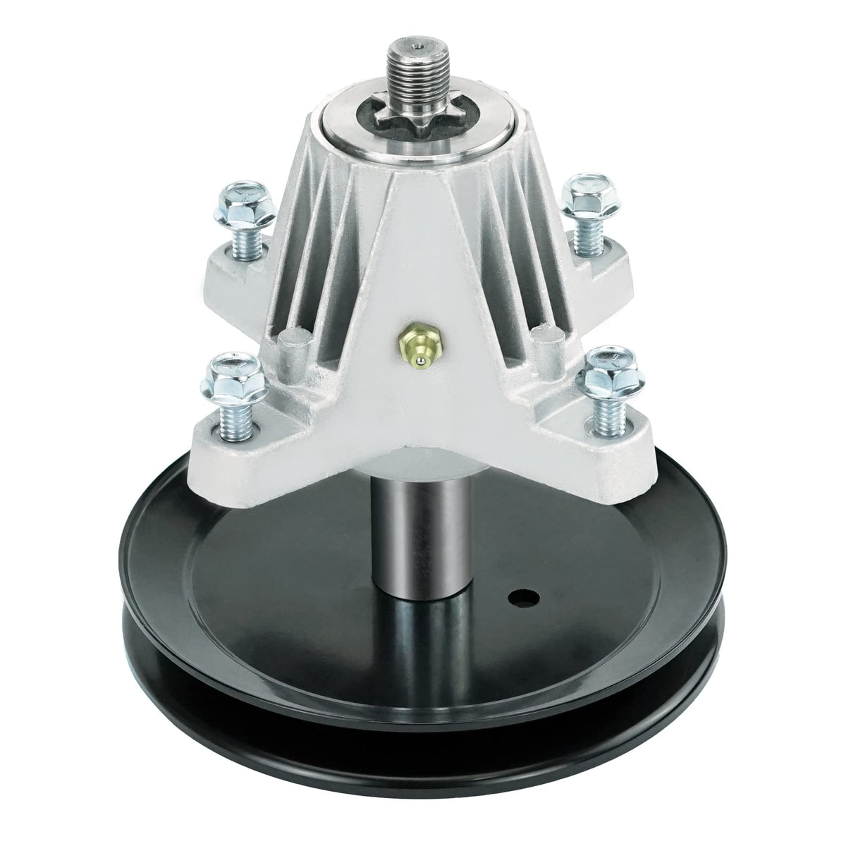 PetMigo spindle front view showing mounting flange and bolt pattern, improves fit accuracy