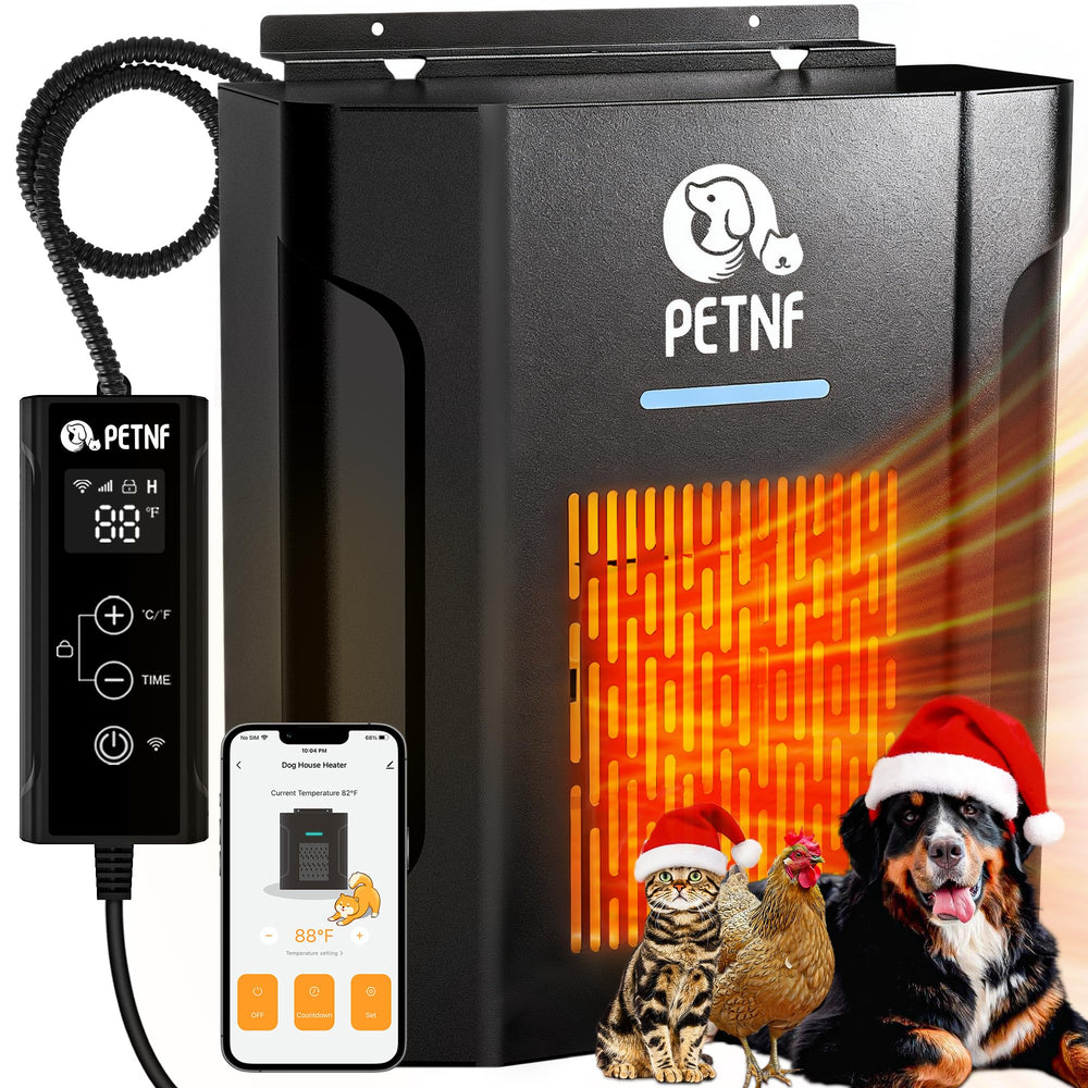 PETNF front view mounted on dog house showing safe warm placement