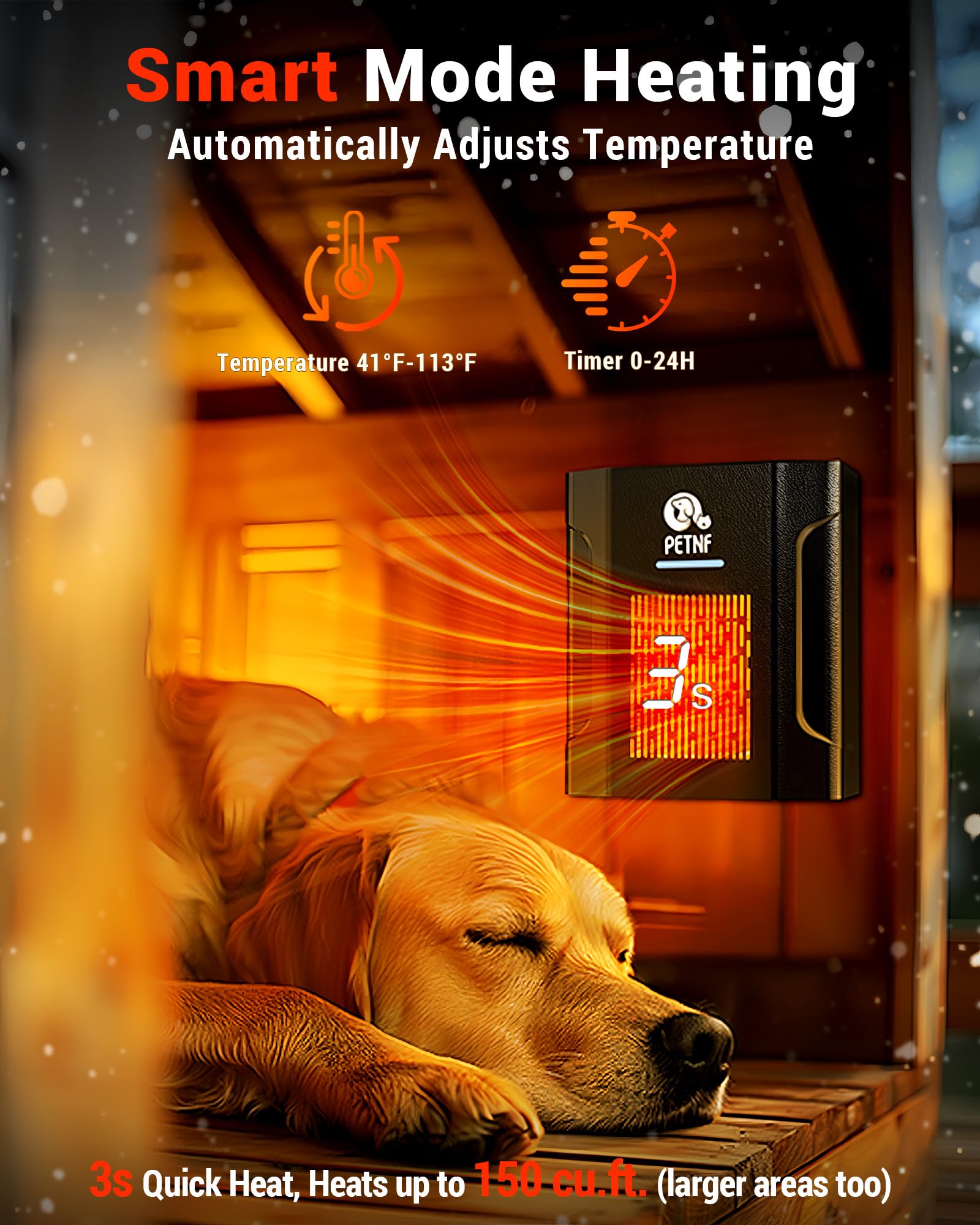 PETNF heater inside chicken coop providing steady warmth for poultry