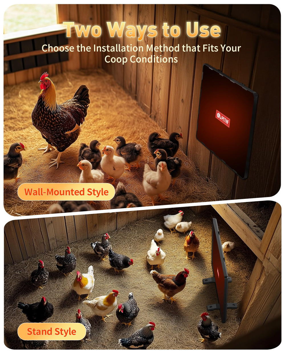 PETNF power switch and thermostat close-up enabling adjustable, safer operation