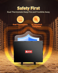 PETNF freestanding on a brooder stand offering stable, directed radiant heating