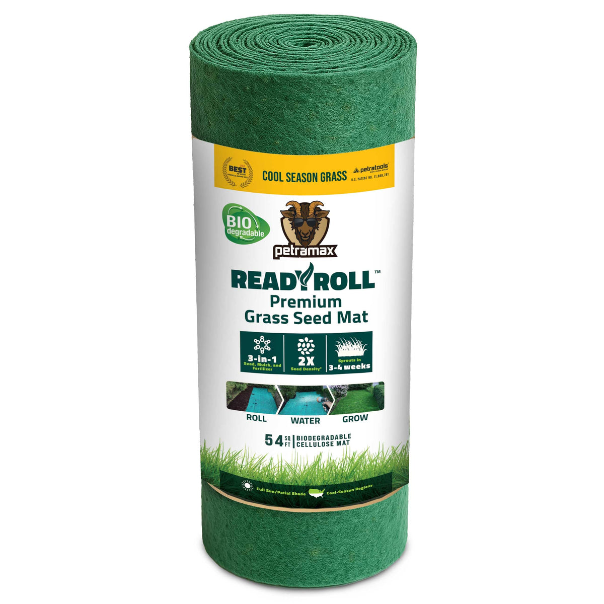 PETRAMAX ReadyRoll front packaging showing product benefits and 54 ft roll