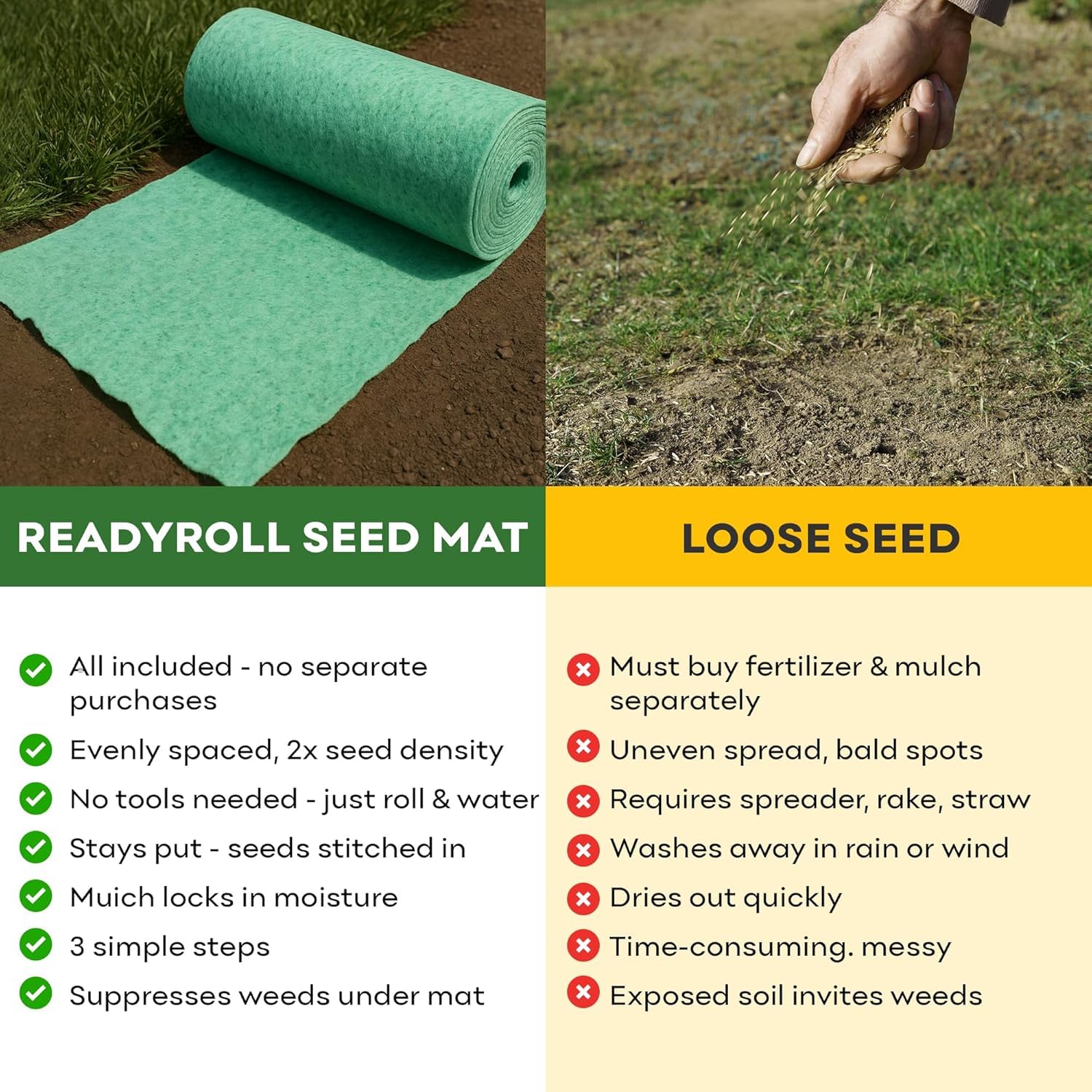 PETRAMAX close-up of thick seed distribution demonstrating faster coverage