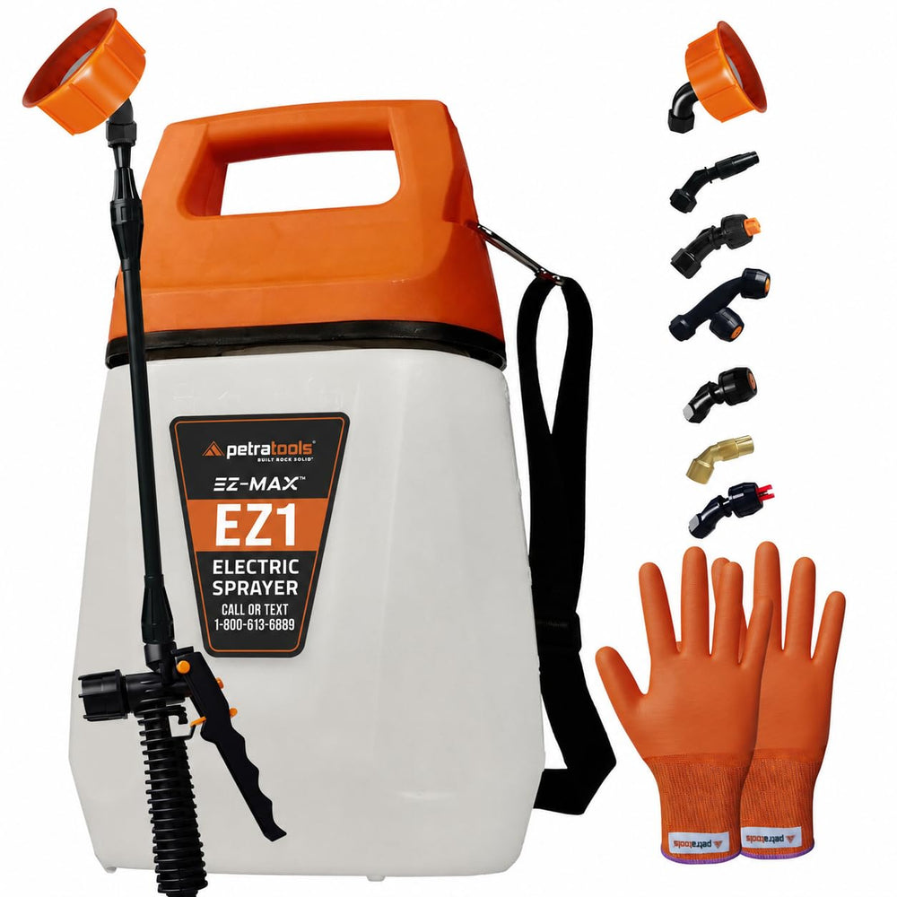 Petra PetraTools EZ1 front view showing compact sprayer and handle for easy transport