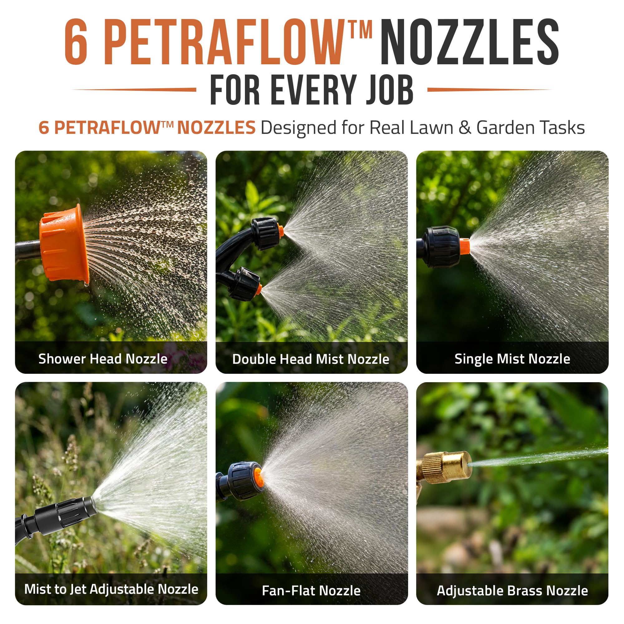 PetraTools six-nozzle kit close-up offering precise pattern options for users
