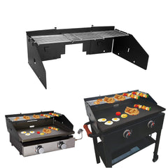 Petrirufun front view on Blackstone griddle showing full wind protection and stable cooking