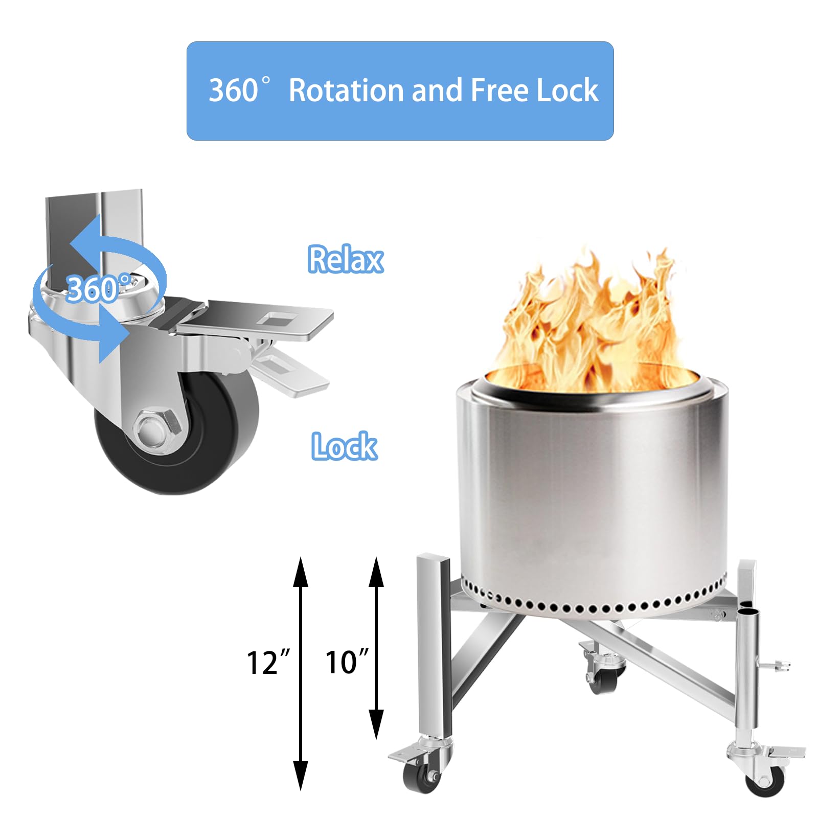 Petrirufun stand holding Solo Stove during use for safe elevated fire benefit