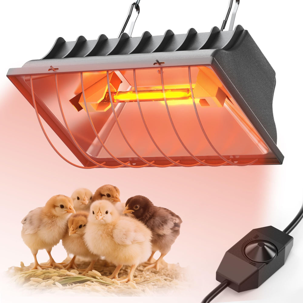 PETSOLON front view of heat lamp showing compact design and guard