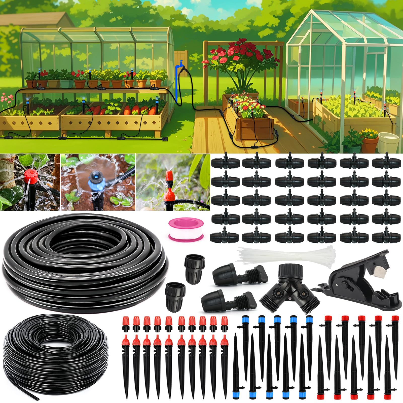 PETUOL front packaging showing full drip irrigation kit and contents benefit