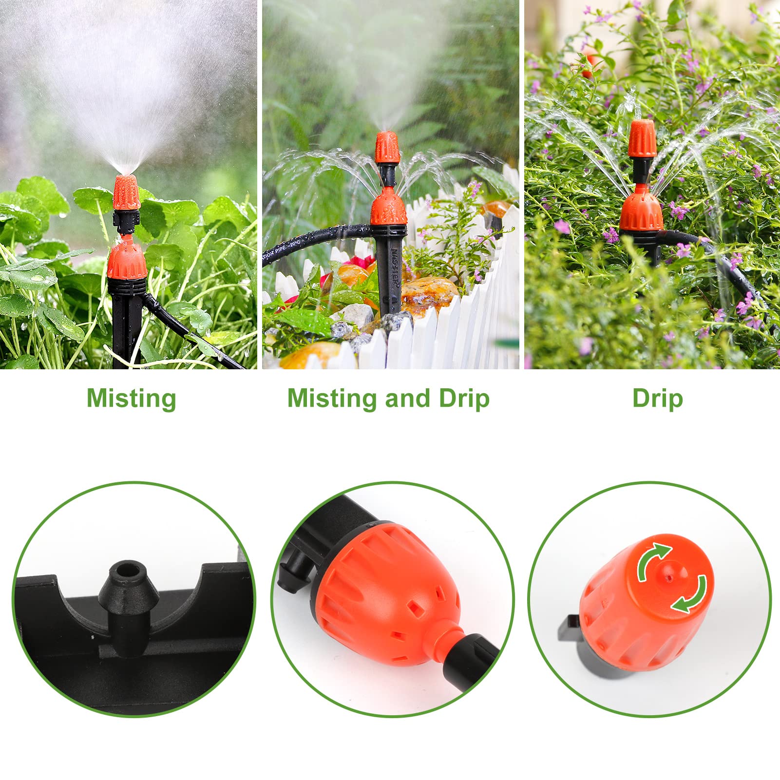 PETUOL mist mode spraying patio plants to provide cooling and humidity benefit
