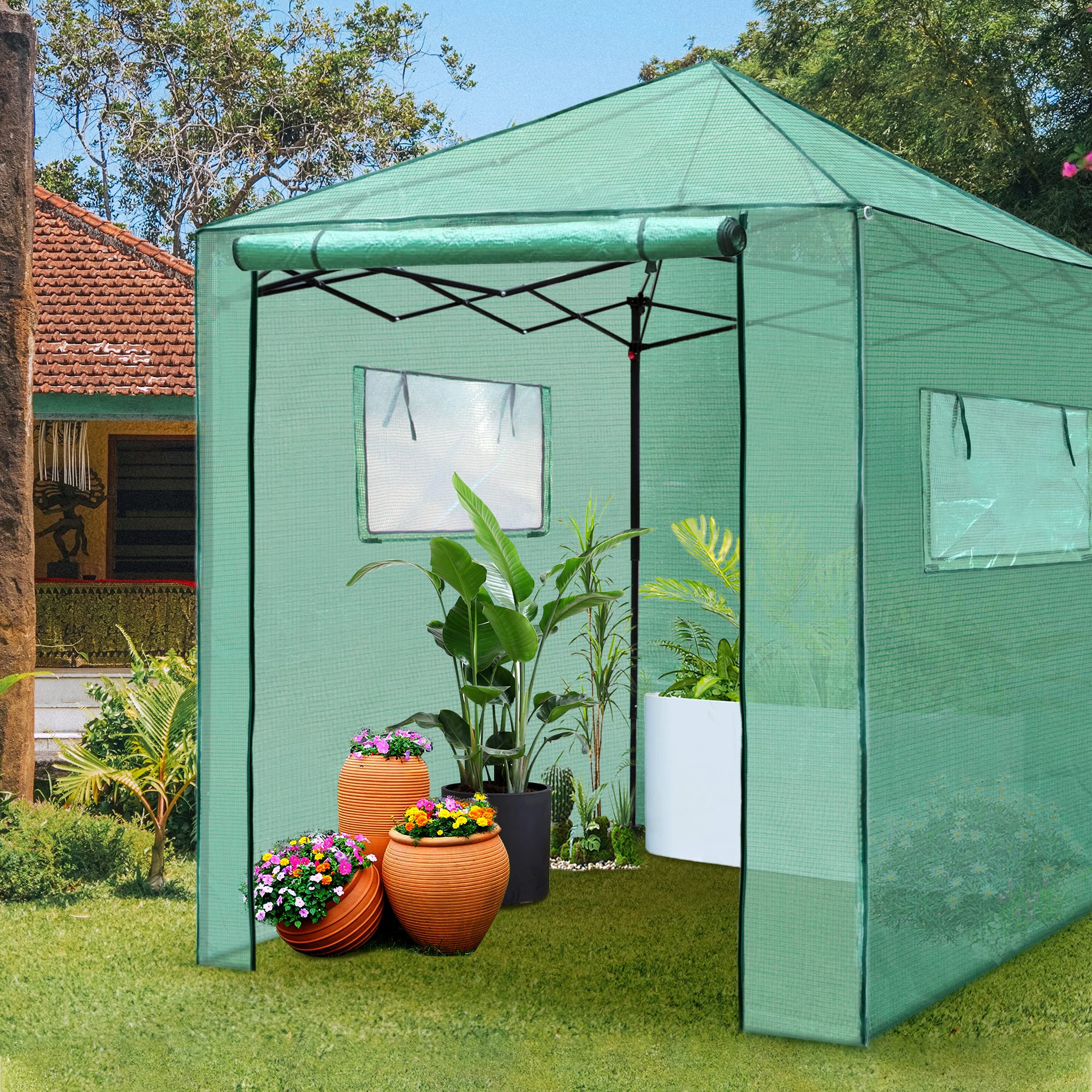 PexFix roll-up zipper door open for quick entry and moving plants
