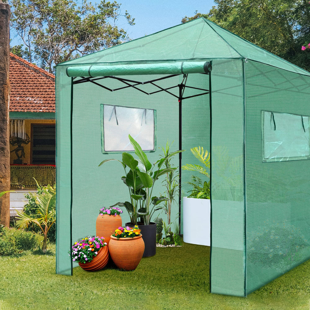 PexFix roll-up zipper door open for quick entry and moving plants
